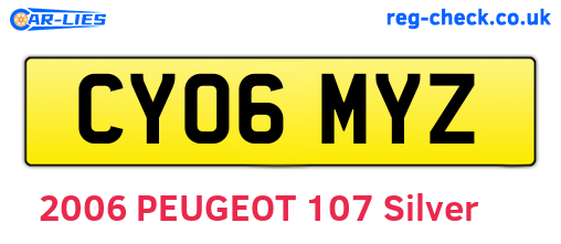 CY06MYZ are the vehicle registration plates.