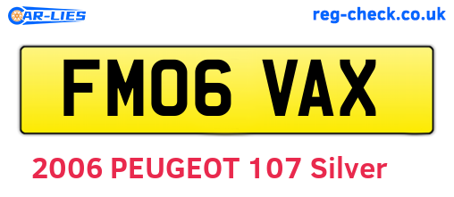 FM06VAX are the vehicle registration plates.