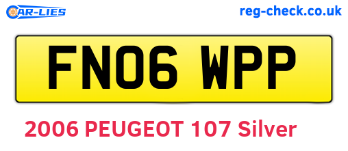FN06WPP are the vehicle registration plates.