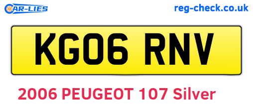 KG06RNV are the vehicle registration plates.
