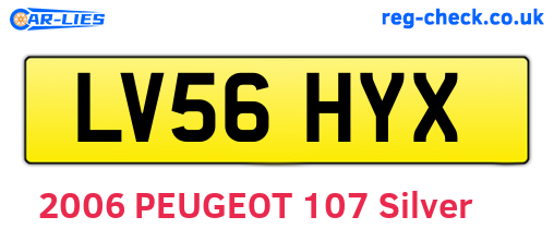 LV56HYX are the vehicle registration plates.