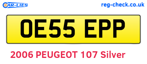 OE55EPP are the vehicle registration plates.