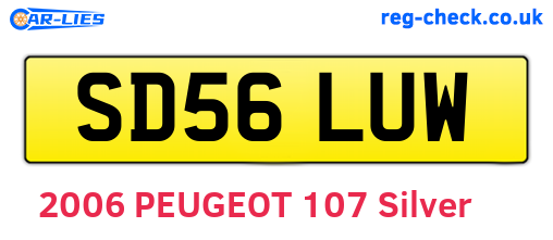 SD56LUW are the vehicle registration plates.