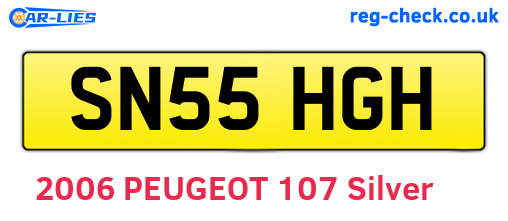 SN55HGH are the vehicle registration plates.