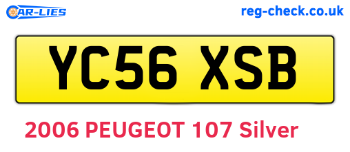 YC56XSB are the vehicle registration plates.