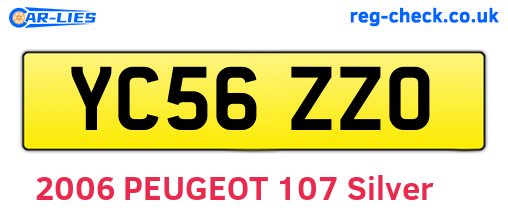 YC56ZZO are the vehicle registration plates.