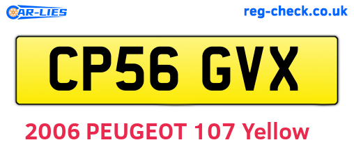 CP56GVX are the vehicle registration plates.
