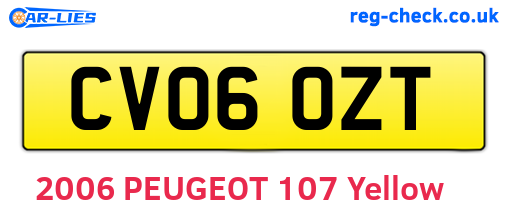 CV06OZT are the vehicle registration plates.