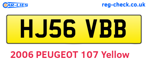 HJ56VBB are the vehicle registration plates.