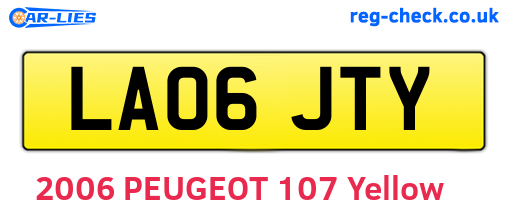 LA06JTY are the vehicle registration plates.