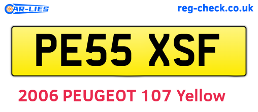 PE55XSF are the vehicle registration plates.