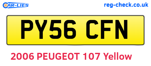 PY56CFN are the vehicle registration plates.