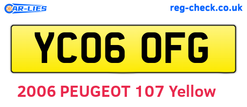YC06OFG are the vehicle registration plates.