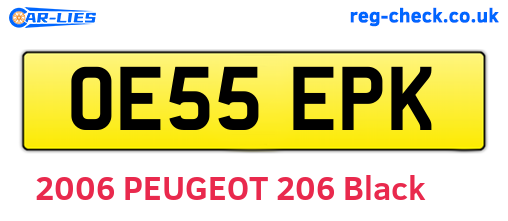 OE55EPK are the vehicle registration plates.