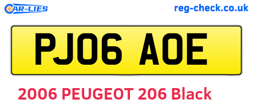PJ06AOE are the vehicle registration plates.