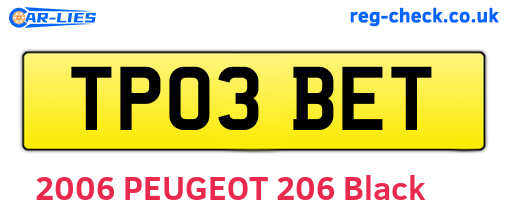 TP03BET are the vehicle registration plates.