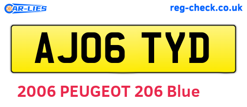 AJ06TYD are the vehicle registration plates.