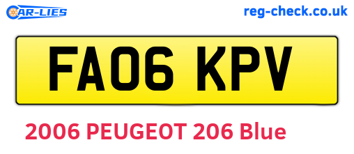 FA06KPV are the vehicle registration plates.
