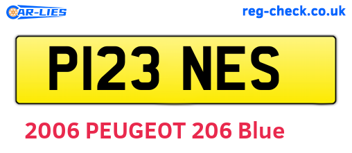 P123NES are the vehicle registration plates.