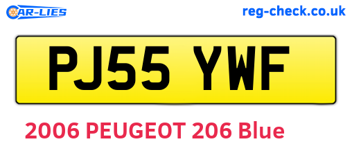 PJ55YWF are the vehicle registration plates.
