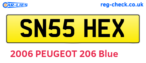 SN55HEX are the vehicle registration plates.