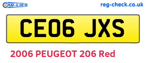 CE06JXS are the vehicle registration plates.