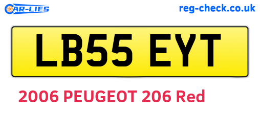 LB55EYT are the vehicle registration plates.