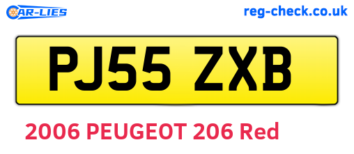 PJ55ZXB are the vehicle registration plates.