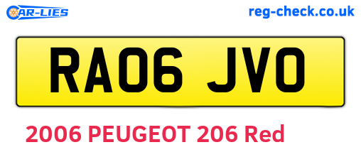 RA06JVO are the vehicle registration plates.