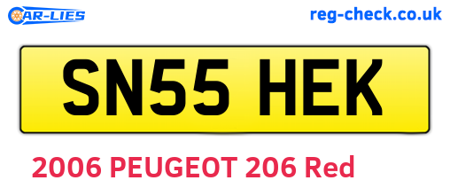 SN55HEK are the vehicle registration plates.