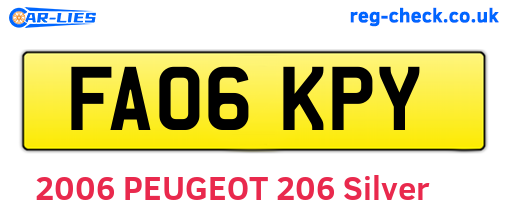 FA06KPY are the vehicle registration plates.