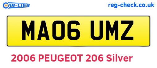 MA06UMZ are the vehicle registration plates.
