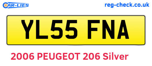 YL55FNA are the vehicle registration plates.