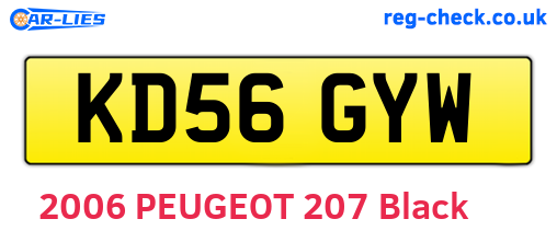 KD56GYW are the vehicle registration plates.