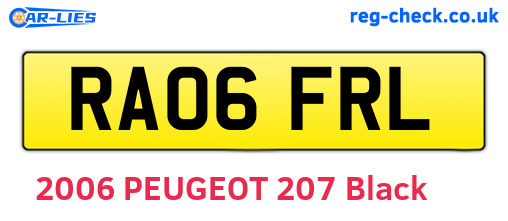 RA06FRL are the vehicle registration plates.