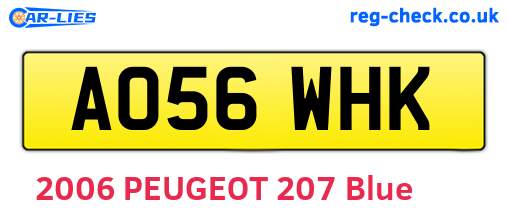 AO56WHK are the vehicle registration plates.