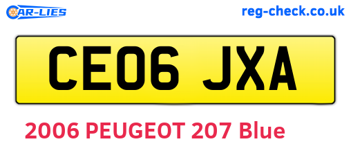 CE06JXA are the vehicle registration plates.
