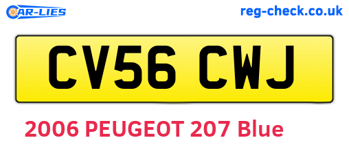 CV56CWJ are the vehicle registration plates.