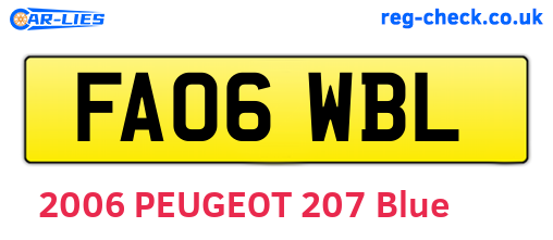 FA06WBL are the vehicle registration plates.