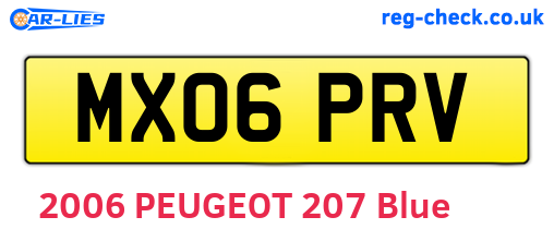 MX06PRV are the vehicle registration plates.