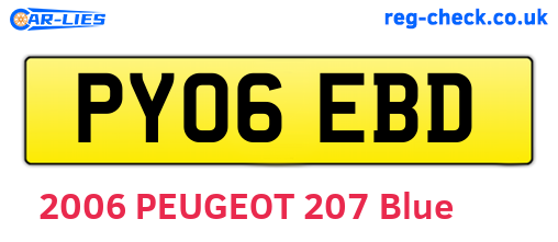 PY06EBD are the vehicle registration plates.