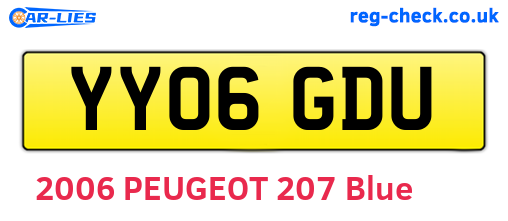 YY06GDU are the vehicle registration plates.