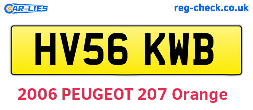 HV56KWB are the vehicle registration plates.