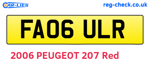 FA06ULR are the vehicle registration plates.