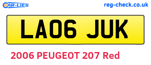LA06JUK are the vehicle registration plates.