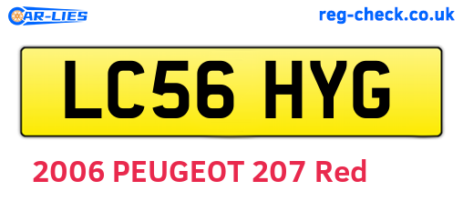 LC56HYG are the vehicle registration plates.