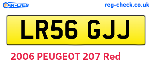 LR56GJJ are the vehicle registration plates.
