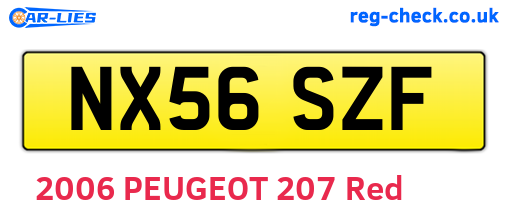 NX56SZF are the vehicle registration plates.