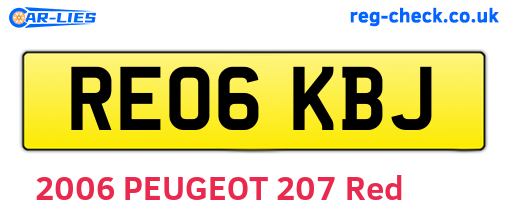 RE06KBJ are the vehicle registration plates.