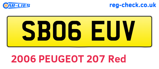 SB06EUV are the vehicle registration plates.